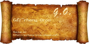 Görheny Oros névjegykártya